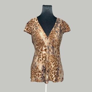 Leopard lace animal print Studio Donatella L babydoll top 2000s y2k vamp gothic